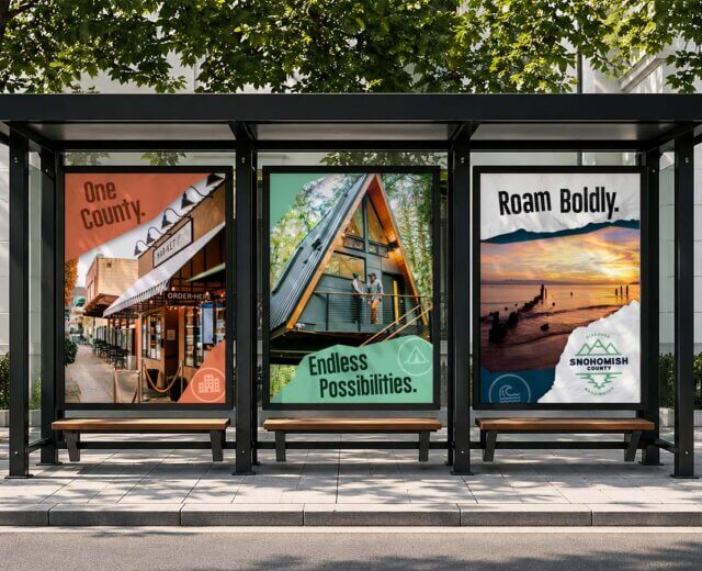 Discover Snohomish County Ad at Bus Shelter